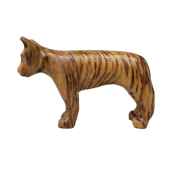 Hand Carved Wooden Tiger Figurine Animal Decor Wood Cat Bill Payne Oklahoma - Picture 8 of 8